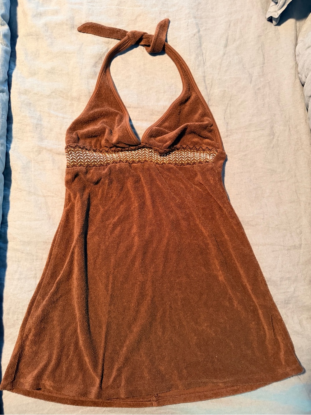 La Blanca Brown Halter Terry Swim Cover-Up Small